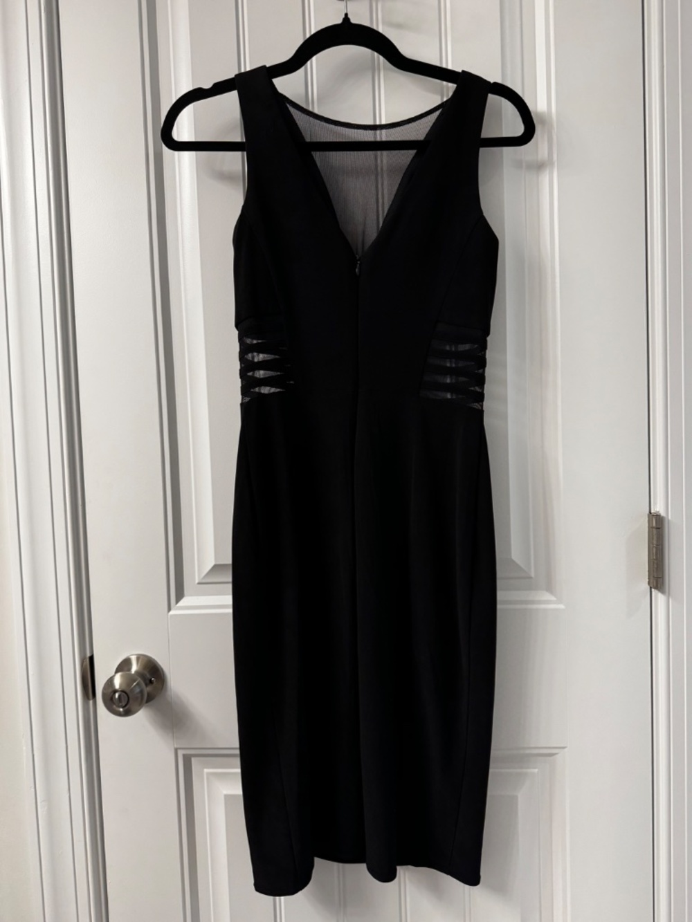 Morgan & Co Black Mesh Cutout Bodycon Cocktail Dress Size 3/4 - Picture 5 of 6
